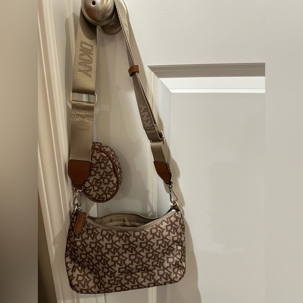 DKNY Beige and Brown Crossbody Bag